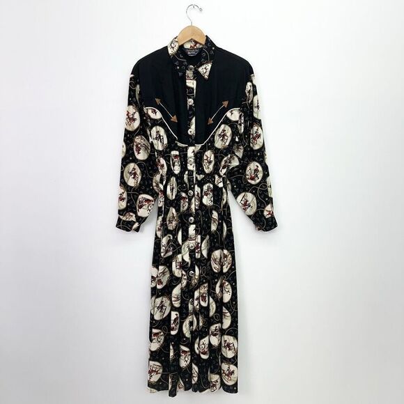 Panhandle Slim Women’s Vintage Western Cowboy Horse Equestrian All Over Print Bu - Picture 2 of 16